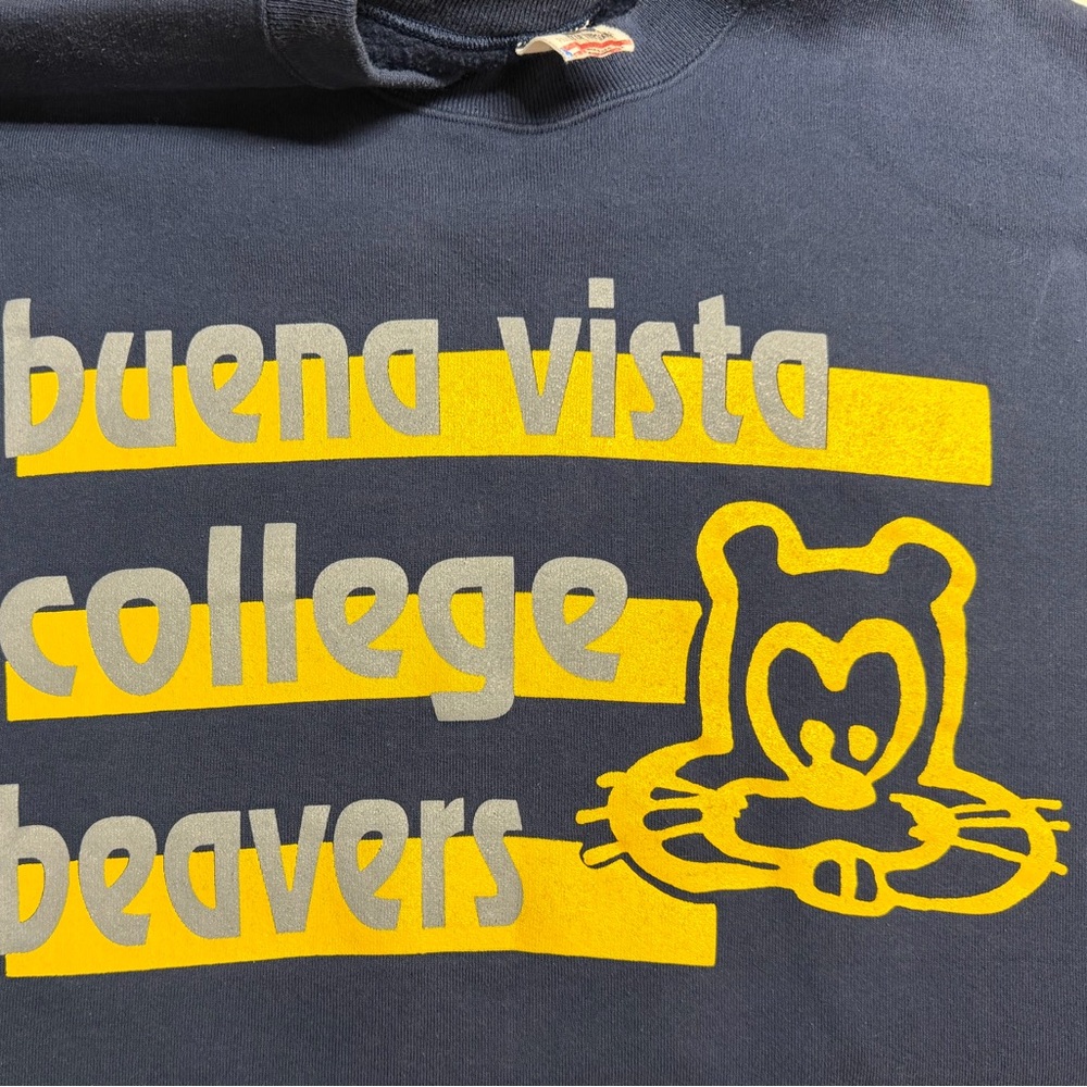 Vintage Buena Vista College Beavers Navy Blue Crewneck - XL